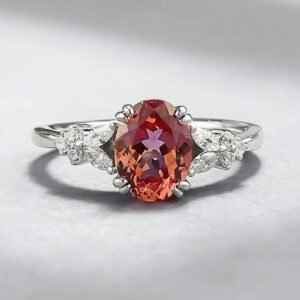 Vintage Inspired Oval Ametrine CZ Silver Ring