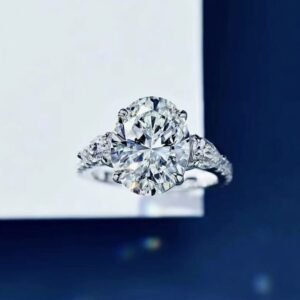 Three-Stone Oval Moissanite Engagement Ring