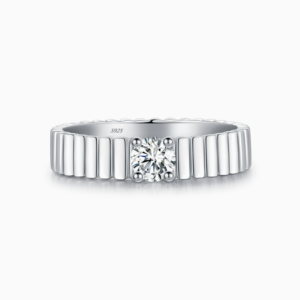 Grooved Single Stone Ring
