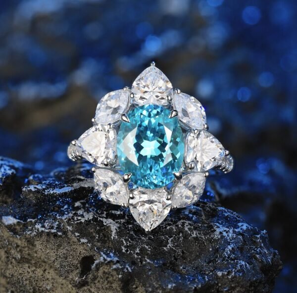 Sea Flower Aquamarine Statement Ring