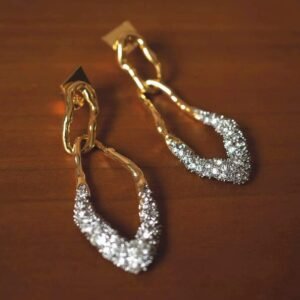Sparkle Crystal Paperclip Drop Statement Earrings